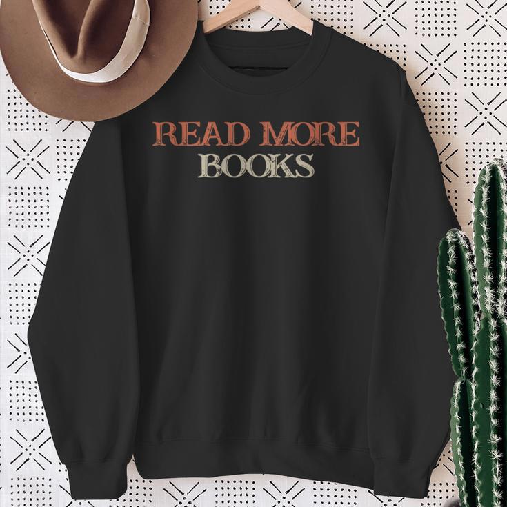 Colored Saying Read More Books Sweatshirt Gifts for Old Women