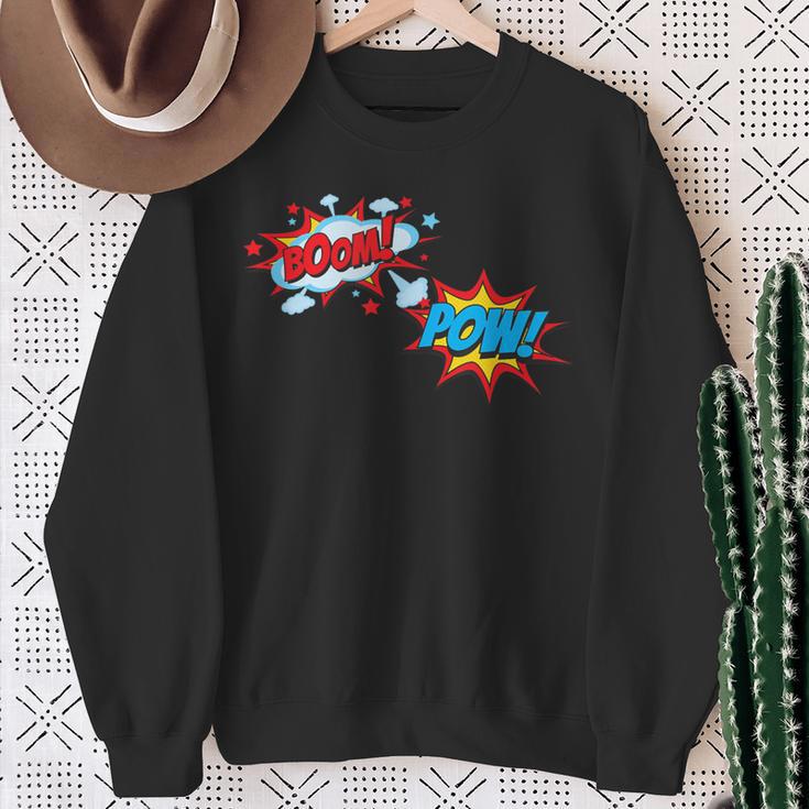 Comic Book POW Shirt BOOM Retro Superhero Costume Sweatshirt Gifts for Old Women