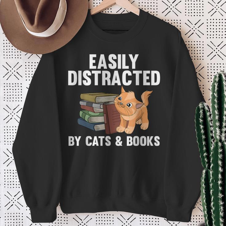 Cool Book Reader For Men Women Book Lover Bookworm Cat Book Sweatshirt Gifts for Old Women