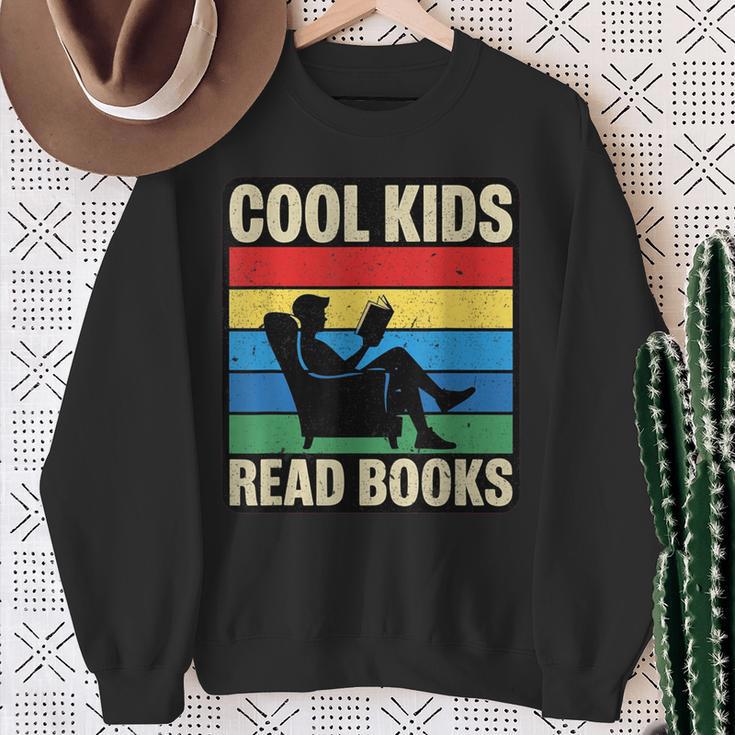 Cool Kids Read Books Retro Reading Vintage Sweatshirt Gifts for Old Women