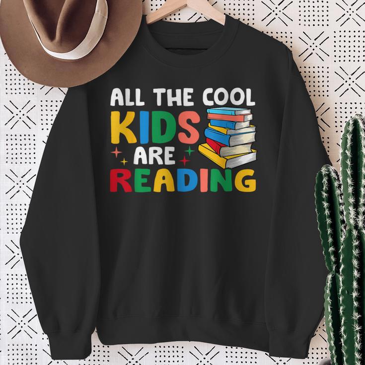 All The-Cool Kids Are Reading Teacher Book Lover Librarian Sweatshirt Gifts for Old Women