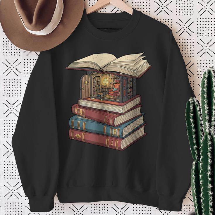 Cozy Reading Nook Between Books Book Lover Aesthetic Sweatshirt Gifts for Old Women