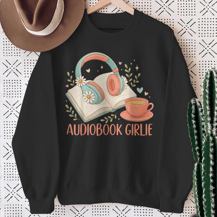 Cute Audiobook Girl Aesthetic Book & Tea Love Sweatshirt Gifts for Old Women