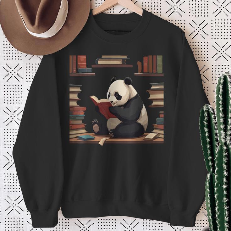 Cute Bear Is Reading a Book Reading Panda Bear Sweatshirt Gifts for Old Women