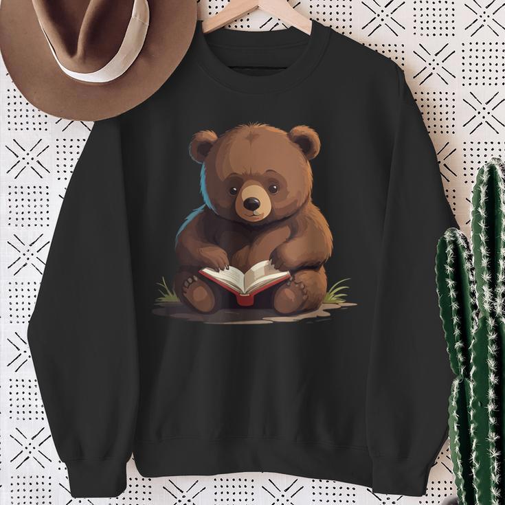 Cute Bear Is Reading a Book Reading Bear Sweatshirt Gifts for Old Women