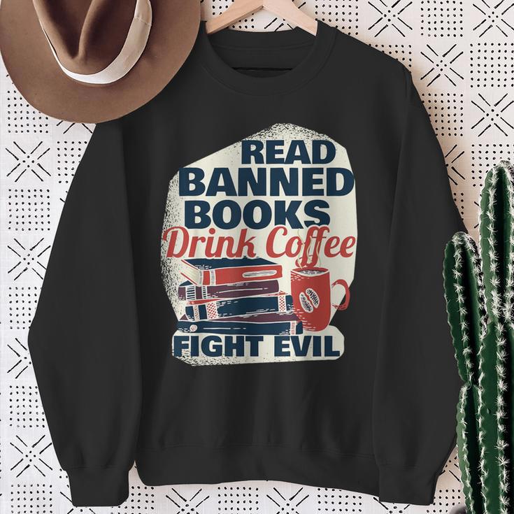 Cute Bookworm Tees Read Banned Books Drink Coffee Small -Adults Sweatshirt Gifts for Old Women