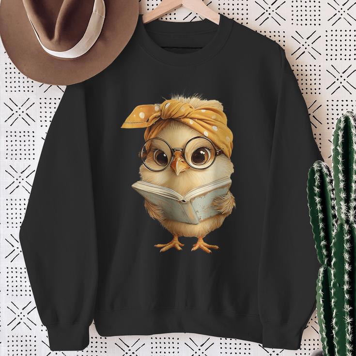 Cute Chick Reading Book Bandana Sweatshirt Gifts for Old Women