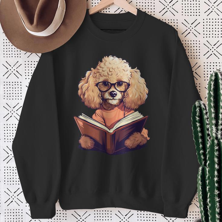 Cute Dog Poodle Reading Book Sweatshirt Gifts for Old Women