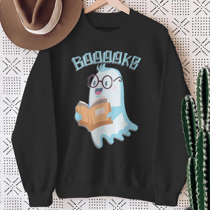 Cute Ghost Book Reading Halloween Teacher Top Men Women Kids Sweatshirt Gifts for Old Women