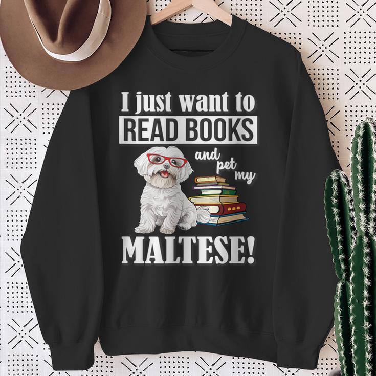 Cute Glasses Read Books & Pet My Maltese Lover Sweatshirt Gifts for Old Women Cute Glasses Read Books & Pet My Maltese Lover Sweatshirt Gifts for Old Women