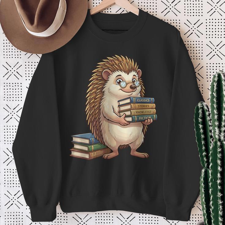 Cute Hedgehog Classics Stories Knowledge Fiction Reading Sweatshirt Gifts for Old Women