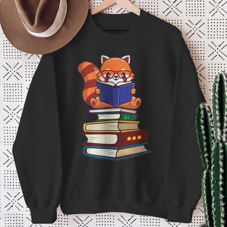 Cute Kawaii Kids Reading Books Glasses Red Panda Lover Sweatshirt Gifts for Old Women Cute Kawaii Kids Reading Books Glasses Red Panda Lover Sweatshirt Gifts for Old Women