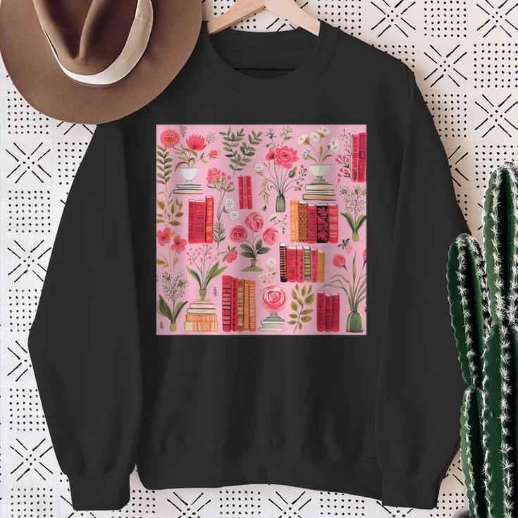 Cute Pink Book Pattern Book Lover Sweatshirt Gifts for Old Women Cute Pink Book Pattern Book Lover Sweatshirt Gifts for Old Women