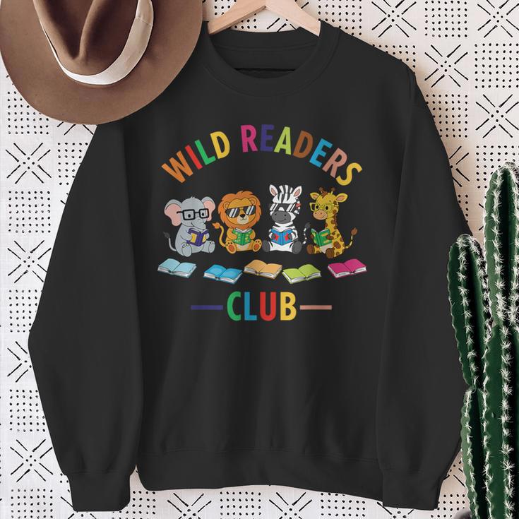 Cute Safari Animals Reading Books Reading Club Kids Literacy Sweatshirt Gifts for Old Women