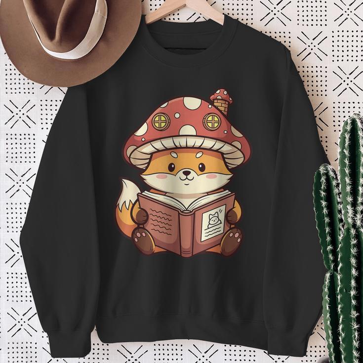 Cute Shiba Inu Mushroom Hat Reading Book Art Sweatshirt Gifts for Old Women Cute Shiba Inu Mushroom Hat Reading Book Art Sweatshirt Gifts for Old Women