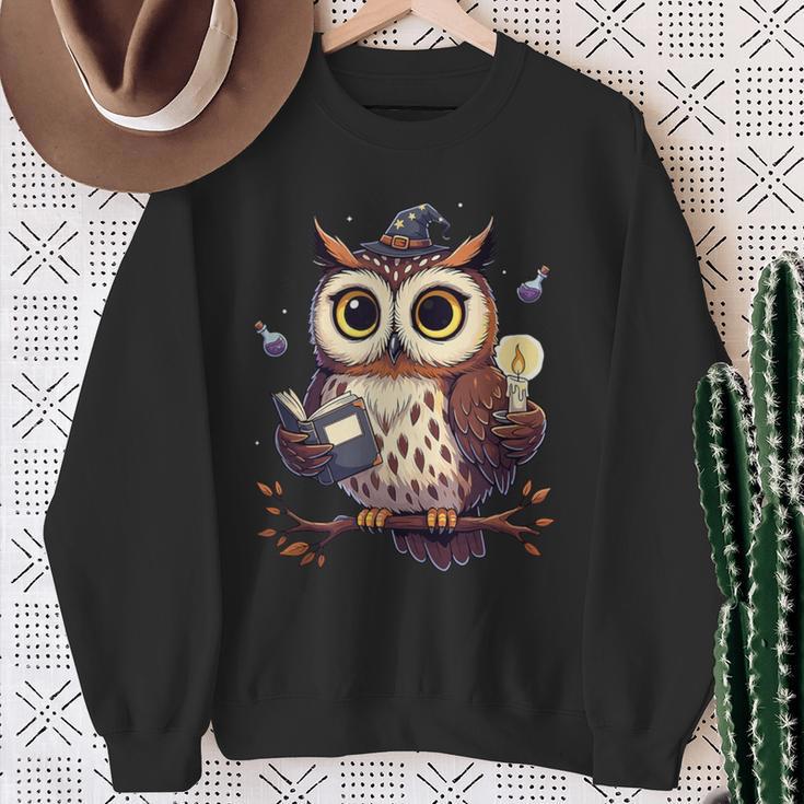 Cute Wizard Owl Reading Book Magic Candle Sweatshirt Gifts for Old Women Cute Wizard Owl Reading Book Magic Candle Sweatshirt Gifts for Old Women