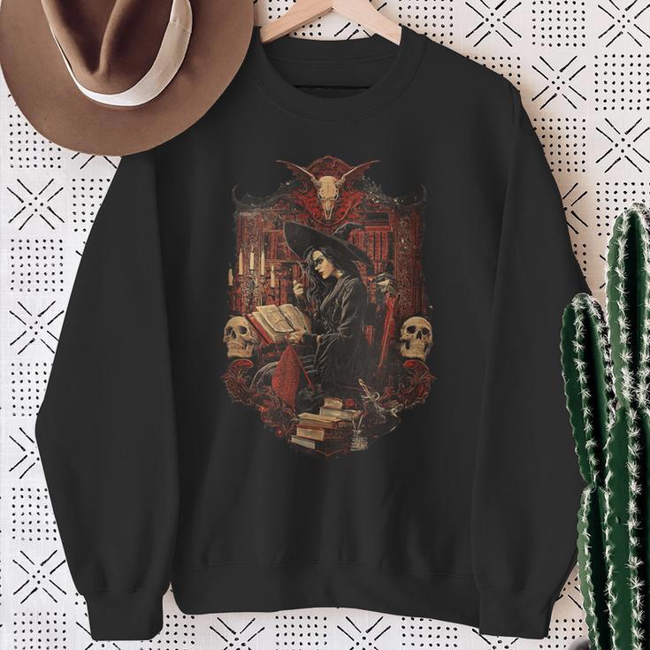 Dark Academia Witch Reading Book Gothic Library Sweatshirt Gifts for Old Women