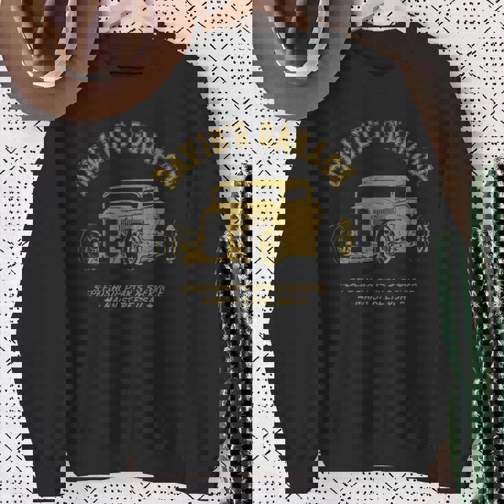 David's Garage Hotrod クラシックカーデザイン 長袖tシャツ スウェットシャツ 年配の女性への贈り物