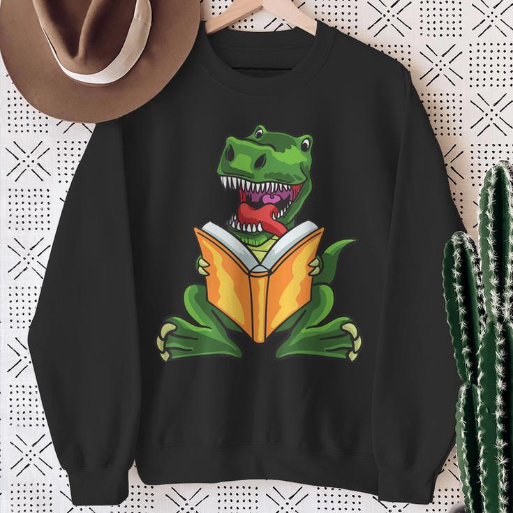 Dino Read Book Shirt Dinosaurs Reading Rex Cute Tee Sweatshirt Gifts for Old Women