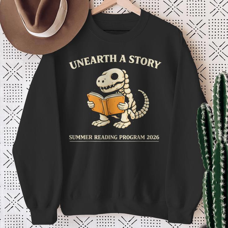Dinosaur Books Readers Summer Reading 2026 Unearth a Story Sweatshirt Gifts for Old Women