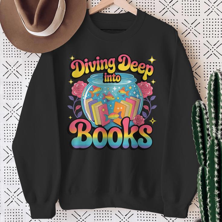 Diving Deep Into Books Oceanic Imagination Sweatshirt Gifts for Old Women