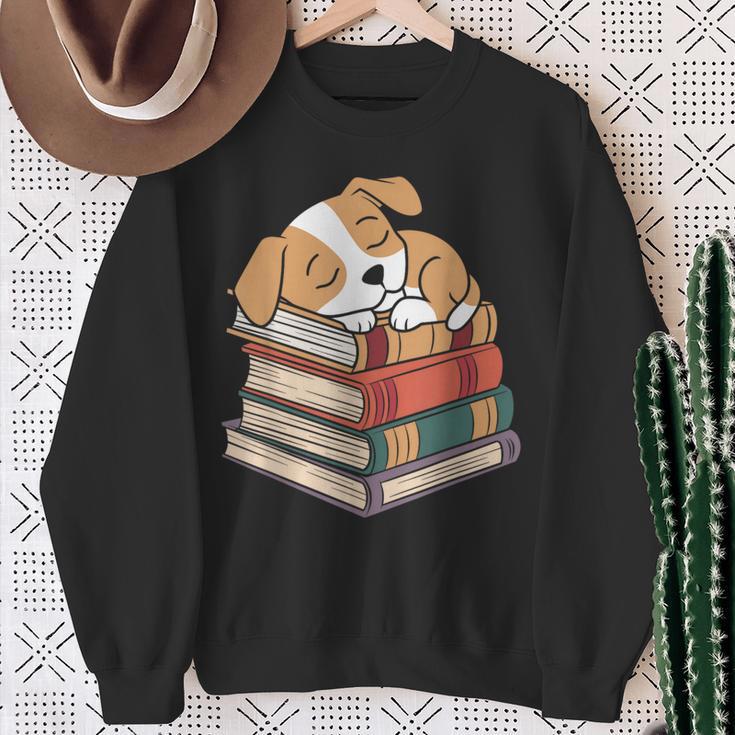 Dog Reading Book Pajama Sleep Sweatshirt Gifts for Old Women