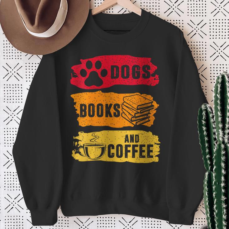 Dogs Books And Coffee Dog Book Reader Lover Sweatshirt Gifts for Old Women