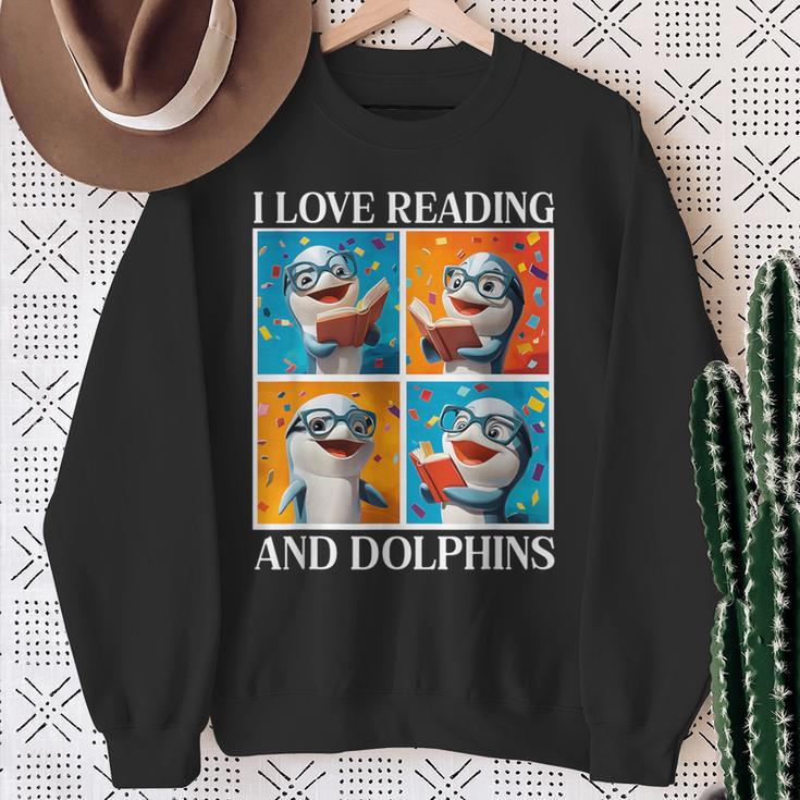 Dolphin Love Reading And Dolphins Child Book Lover Sweatshirt Gifts for Old Women Dolphin Love Reading And Dolphins Child Book Lover Sweatshirt Gifts for Old Women