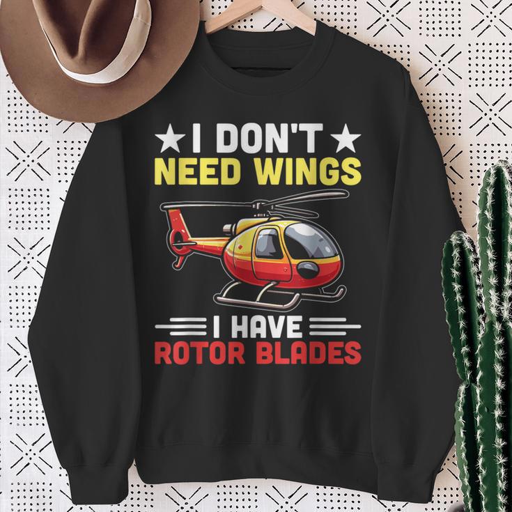 I Don't Need Wings I Have Rotor Blade ヘリコプター パイロット スウェットシャツ 年配の女性への贈り物
