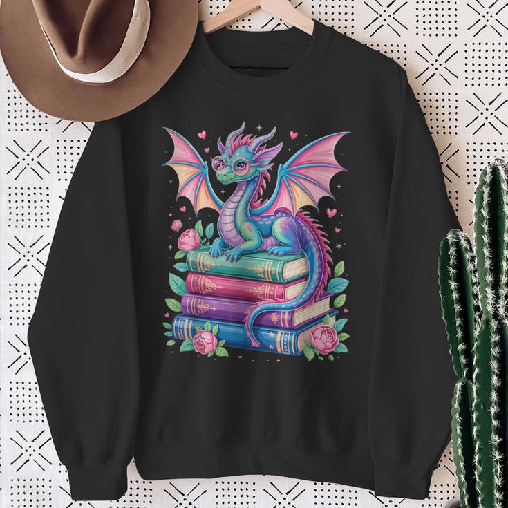 Dragon Book Fantasy Reading Sweatshirt Gifts for Old Women