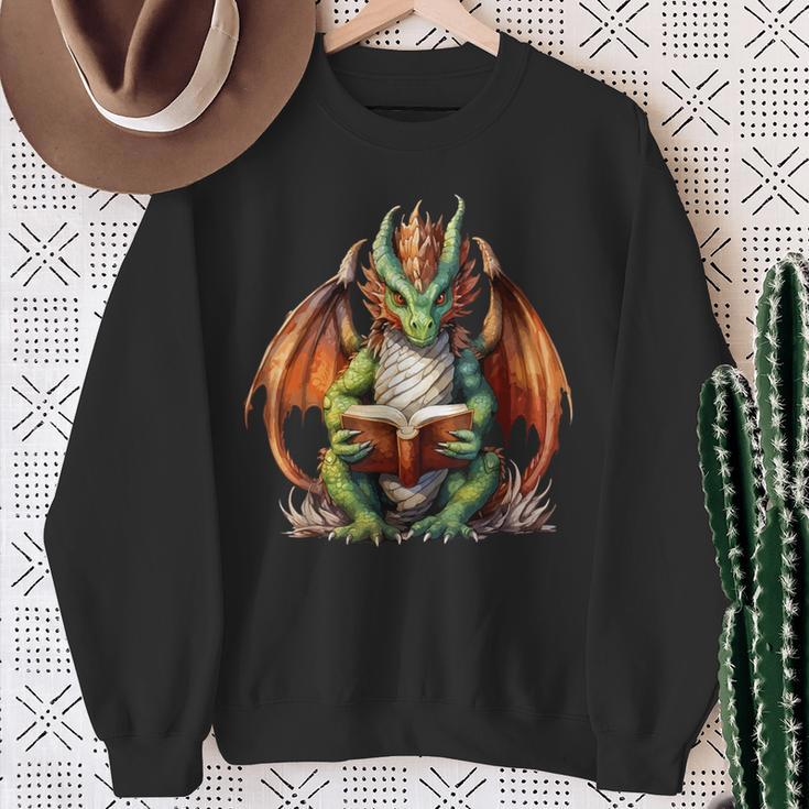 Dragon With Book Sweatshirt Gifts for Old Women Dragon With Book Sweatshirt Gifts for Old Women