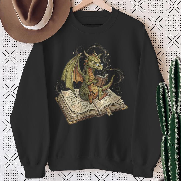 Dragon Bookworm Reading Fantasy Book Graphic Art Sweatshirt Gifts for Old Women Dragon Bookworm Reading Fantasy Book Graphic Art Sweatshirt Gifts for Old Women