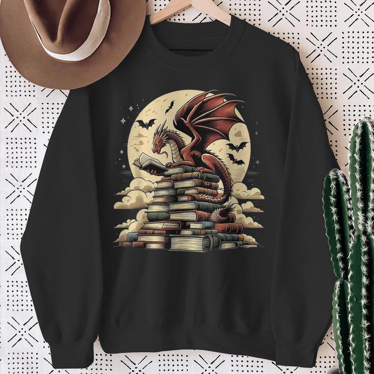 Dragon Reading a Book Dragons And Books Lover Bookworm Sweatshirt Gifts for Old Women Dragon Reading a Book Dragons And Books Lover Bookworm Sweatshirt Gifts for Old Women