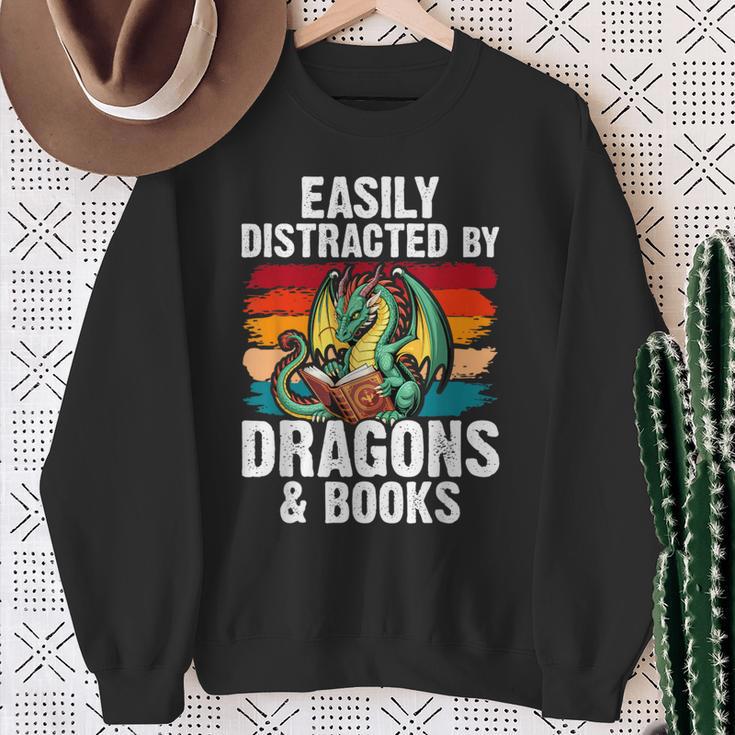 Dragon Reading Book Retro Vintage 80s Library Bookworm Sweatshirt Gifts for Old Women Dragon Reading Book Retro Vintage 80s Library Bookworm Sweatshirt Gifts for Old Women