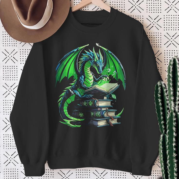 Dragon Reading Books Bookworm Sweatshirt Gifts for Old Women