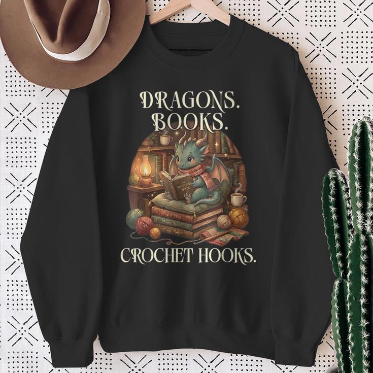 Dragons Books Crochet Hooks Sweatshirt Gifts for Old Women