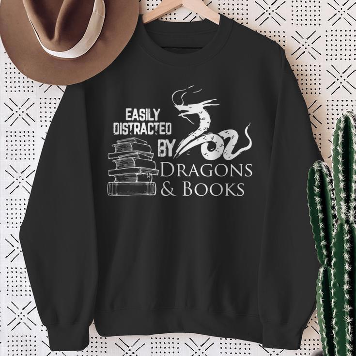 Dragons And Books Dragon Lover Bookish Dragon Bookworm Sweatshirt Gifts for Old Women Dragons And Books Dragon Lover Bookish Dragon Bookworm Sweatshirt Gifts for Old Women