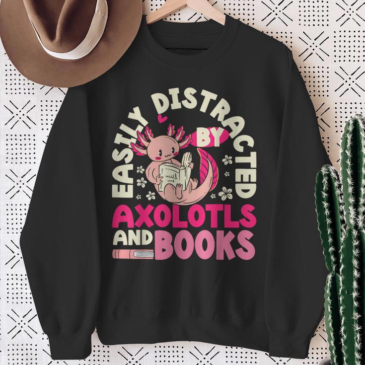 Easily Distracted By Axolotls And Books Cute Animal Lover Sweatshirt Gifts for Old Women Easily Distracted By Axolotls And Books Cute Animal Lover Sweatshirt Gifts for Old Women
