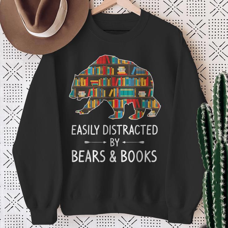 Easily Distracted By Bears & Books Lover Mammal Animal Sweatshirt Gifts for Old Women Easily Distracted By Bears & Books Lover Mammal Animal Sweatshirt Gifts for Old Women