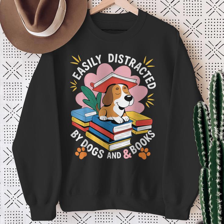 Easily Distracted By Dogs And Books Pets Books Lovers Sweatshirt Gifts for Old Women Easily Distracted By Dogs And Books Pets Books Lovers Sweatshirt Gifts for Old Women