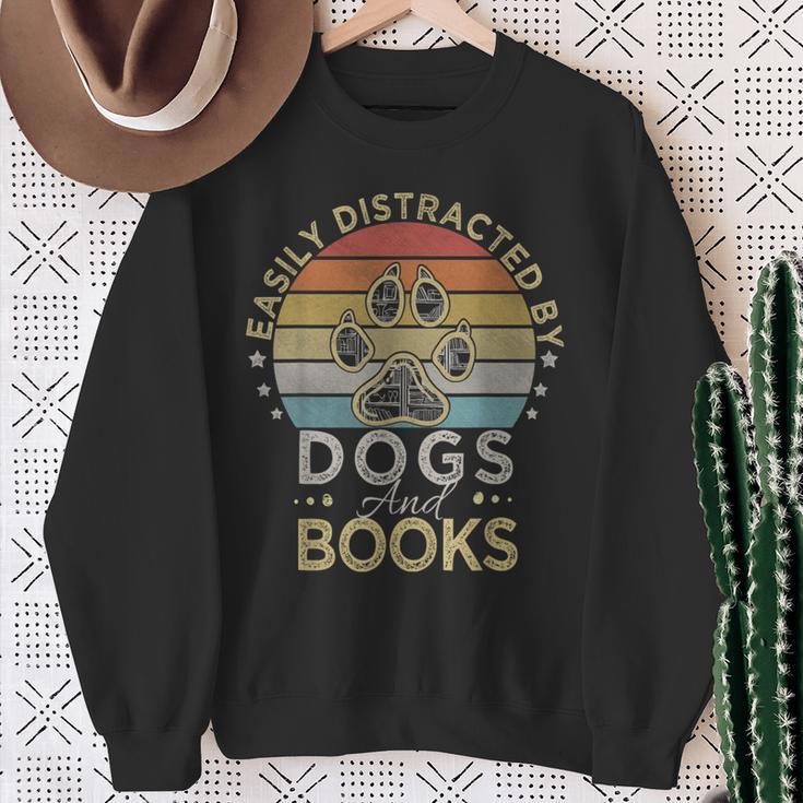 Easily Distracted By Dogs And Books Retro Vintage Dogs Lover Sweatshirt Gifts for Old Women Easily Distracted By Dogs And Books Retro Vintage Dogs Lover Sweatshirt Gifts for Old Women