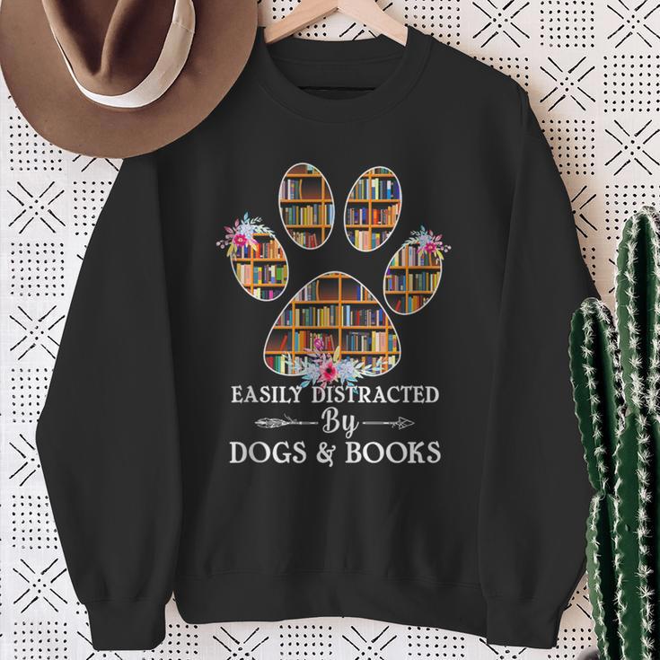 Easily Distracted By Dogs And Books Tshirt Sweatshirt Gifts for Old Women