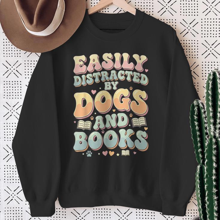 Easily Distracted By Dogs And Books Teacher Dog Mom Sweatshirt Gifts for Old Women Easily Distracted By Dogs And Books Teacher Dog Mom Sweatshirt Gifts for Old Women