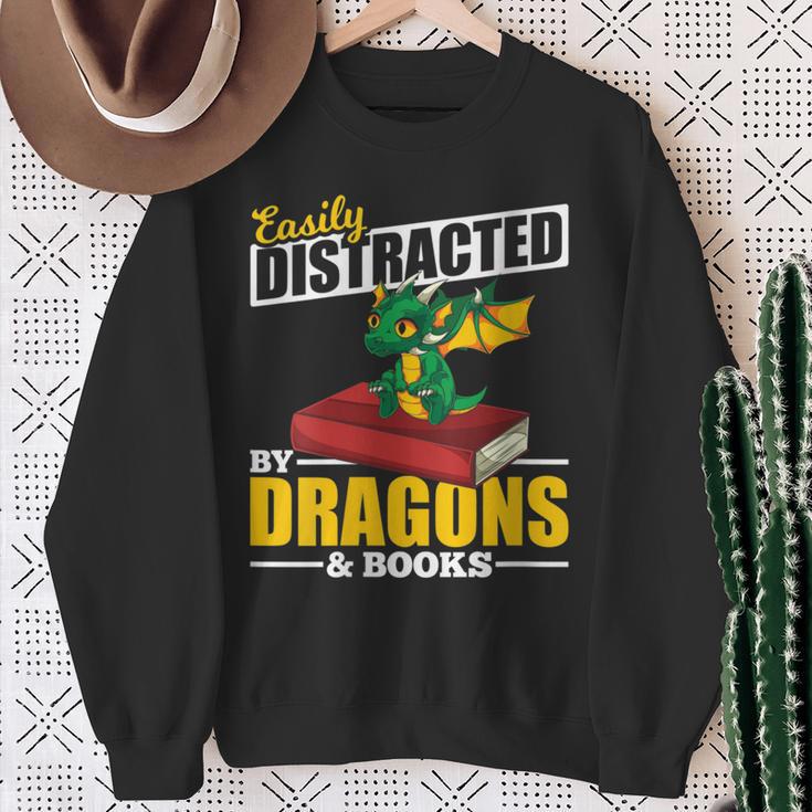 Easily Distracted By Dragons And Books Reading Book Dragon Sweatshirt Gifts for Old Women Easily Distracted By Dragons And Books Reading Book Dragon Sweatshirt Gifts for Old Women