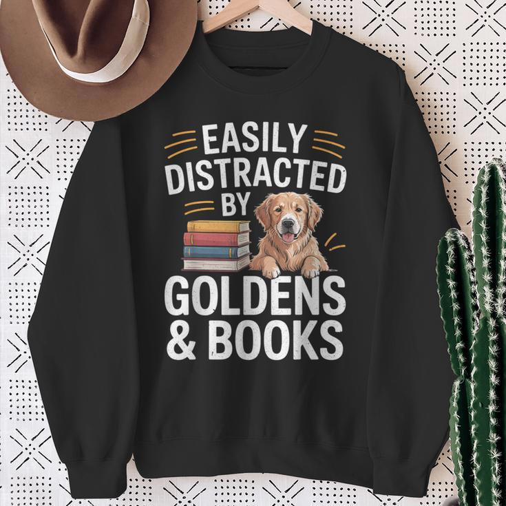 Easily Distracted By Goldens & Books Golden Retriever Dog Sweatshirt Gifts for Old Women Easily Distracted By Goldens & Books Golden Retriever Dog Sweatshirt Gifts for Old Women