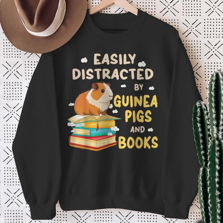 Easily Distracted By GUINEA PIGS And Books Sweatshirt Gifts for Old Women
