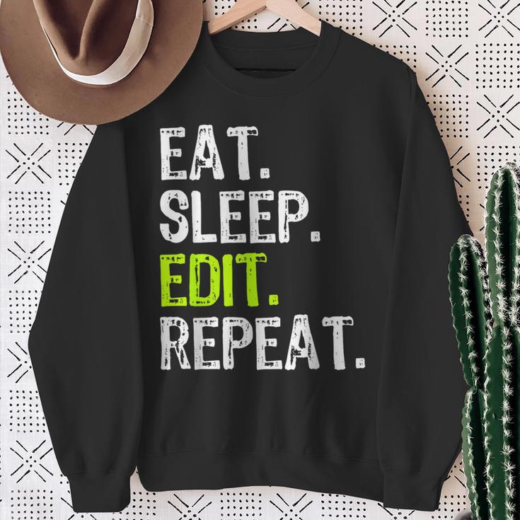 Eat Sleep Edit Repeat Editor Editing Video Film Book Sweatshirt Gifts for Old Women