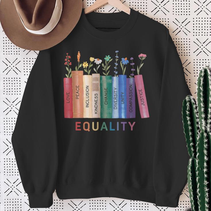 Equality Flower Books Equal Rights Social Justice Feminist Sweatshirt Gifts for Old Women Equality Flower Books Equal Rights Social Justice Feminist Sweatshirt Gifts for Old Women