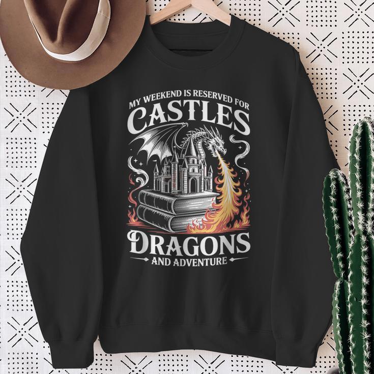 Fantasy Books Lover Bookish Fun Tee Book Club Dragon Reader Sweatshirt Gifts for Old Women