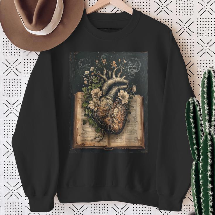Floral Anatomical Heart Dark Academia Vintage Gothic Book Sweatshirt Gifts for Old Women Floral Anatomical Heart Dark Academia Vintage Gothic Book Sweatshirt Gifts for Old Women